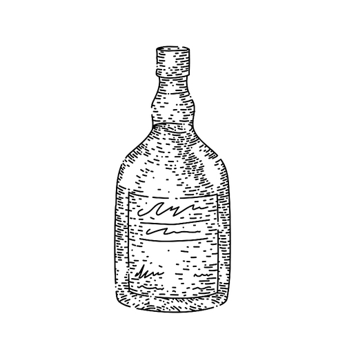 rum bottle hand drawn vector. whiskey alcohol liquor, glass brandy cognac, bourbon rum bottle sketch. isolated color illustration