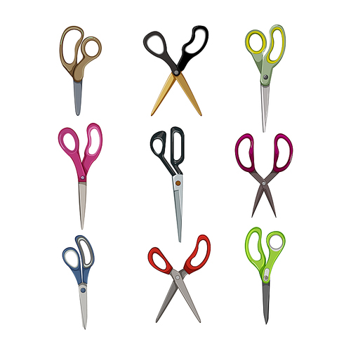 scissor cut set cartoon. hair paper, open tailor, barber hairdresser, tool pair, salon scissor cut vector illustration