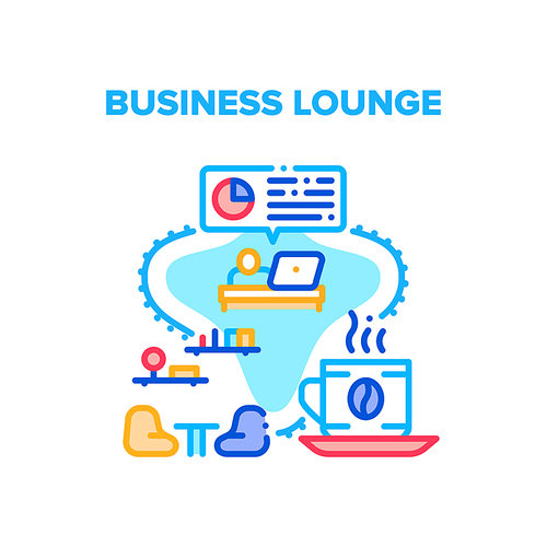 Business Lounge Vector Icon Concept. Business Lounge Zone For Drinking Hot Energy Drink Coffee Break Or Resting In Soft Chair And Playing Video Games. Company Worker Relaxation Color Illustration