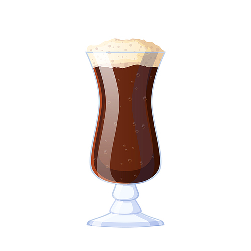 brown beer glass cartoon. lager pint, ale bar mug, full foam liquid brown beer glass vector illustration