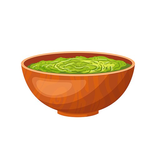 bowl pesto cartoon. sauce basil, green food, top dip, seasoning fresh, view recipe, ingredient table, traditional bowl pesto vector illustration