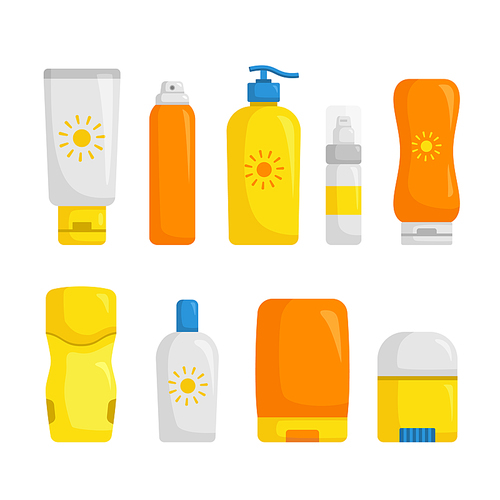 sun cream block set cartoon. lotion care, summer protection, block skin, beach body, tan sun cream block vector illustration