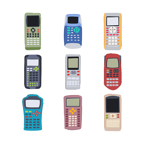 graphing calculator set cartoon. business graph, tax financial, finance data graphing calculator sign. isolated symbol vector illustration