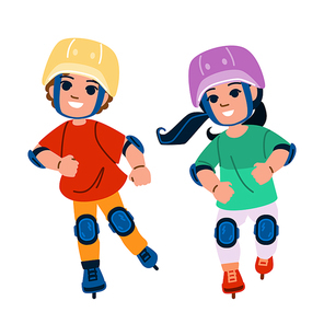 rollerblading kid vector. roller fun, sport caucasian, park active, activity childhood, s leisure rollerblading kid character. people flat cartoon illustration