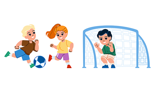 soccer kid vector. football child, boy ball, sport grass, player game, field activity soccer kid character. people flat cartoon illustration