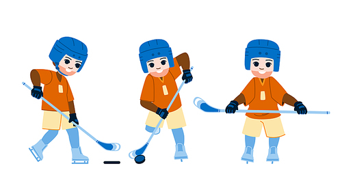 ice hockey kid vector. youth player, team child, game young, boy sport, club equipment ice hockey kid character. people flat cartoon illustration