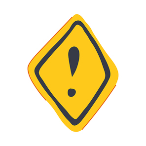 attention yellow warning sign cartoon. hazard exclamation, mark al, symbol road attention yellow warning sign sign. isolated symbol vector illustration