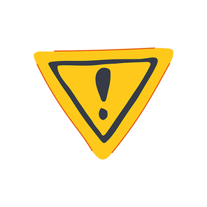 hazard yellow warning sign cartoon. exclamation mark, al symbol, road accident hazard yellow warning sign sign. isolated symbol vector illustration