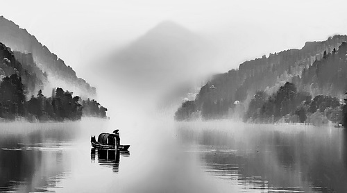 scenery,Travel,bender,aestheticism,shenzhen,painting,reflex,Sunset,The river,landscape,The sky,black and white,Nature,outdoors,Snowy,Winter,At night,Boat,shan