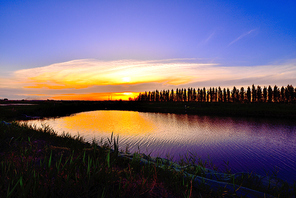 xinjiang,scenery,wide angle,nikon,color,shihezi,Nature,The sun,waters,reflex,twilight,The sky,The river,light,outdoors,tree,Comfortable weather,fall,bright