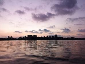 The sun is not yet rising, and the cool air of the sky over the lake is so quiet.