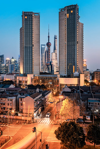 shanghai,light and shadow,Creative,night scene,scenery,construction,The city,Photography,Climb the stairs,twilight,No one,The sky,The office,Hyundai,high building,finance,At night,Sunset,Tall,