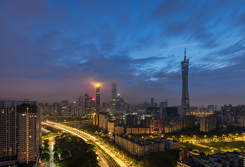 The dawn of the night in Guangzhou.