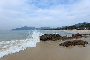 scenery,Travel,xixi,shoreline,The,ocean,No,one,landscape,Surfing,sand,seascape,The,sky,wave,rock,island,Nature,Daylight,summertime,Holiday,Sunset.