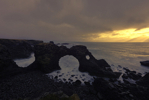 scenery,Travel,wide angle,nikon,color,Iceland,Sunset,rock,seascape,The sky,island,dawn,shan,lake,No one,light,beautiful sceneries,Nature,Volcano.