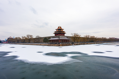 beijing,scenery,wide angle,construction,nikon,color,lake,Travel,outdoors,Cold,The sky,dawn,tree,Sunset,Frozen,The river,The park,light,Nature,
