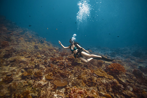 portrait,scenery,Travel,The city,color,vision,Underwater,scuba diving,underwater photography,2018 Water World Cinematography,People,one,pastime,Coral,Tropical,Adventure,diver,snorkelling,exploration,adult