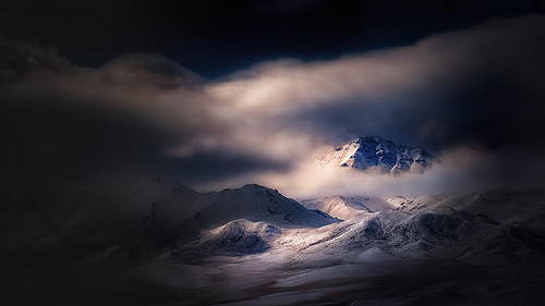 snowy mountain,scenery,Travel.,cloud,nikon,color,qilian shan,Winter.,Nature.,The storm.,ice,At night.,fog,light,outdoors,Volcano.,Dramatic.,waters
