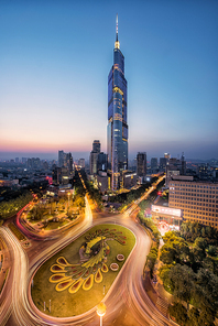 nanjing,wide angle,The city.,nikon,color,nanjing climbing tower,skyline,twilight,The sky.,building,traffic,At night.,Lighted.,Sunset.,landmark,Tall.,high building,outdoors