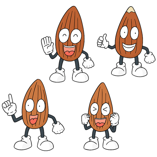 vector set of almond cartoon