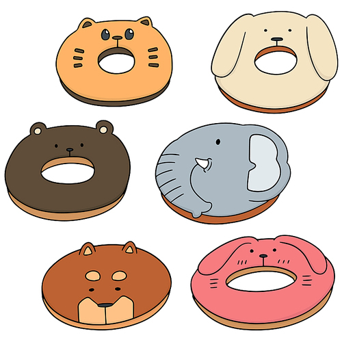 vector set of animal donut