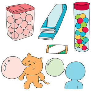 vector set of bubble gum