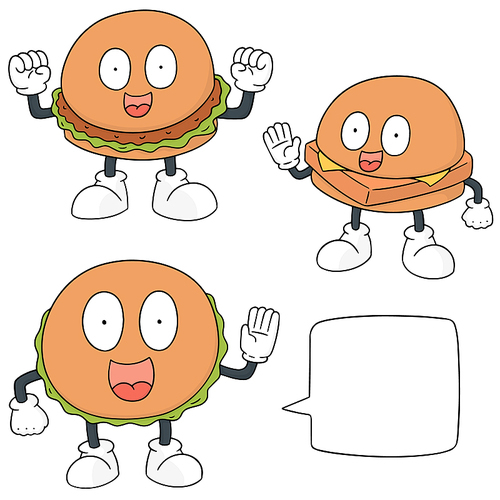 vector set of burger cartoon