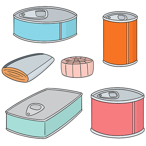 vector set of canned fish