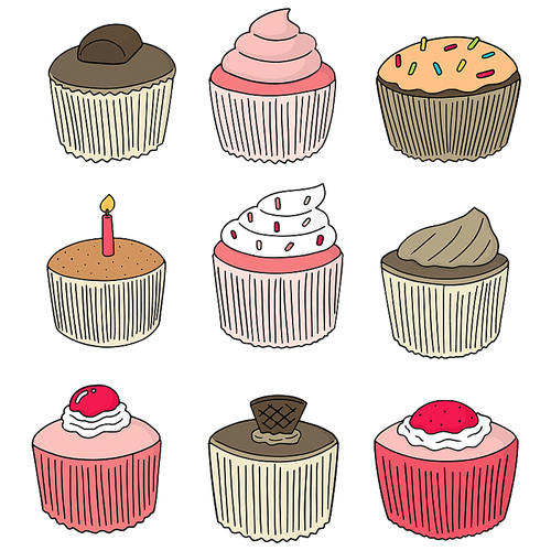 vector set of cupcakes