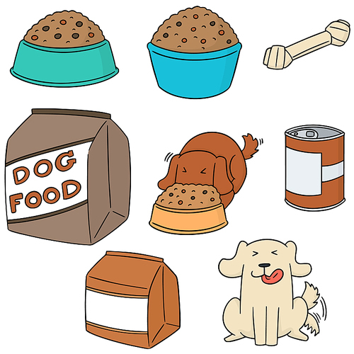 vector set of dog food