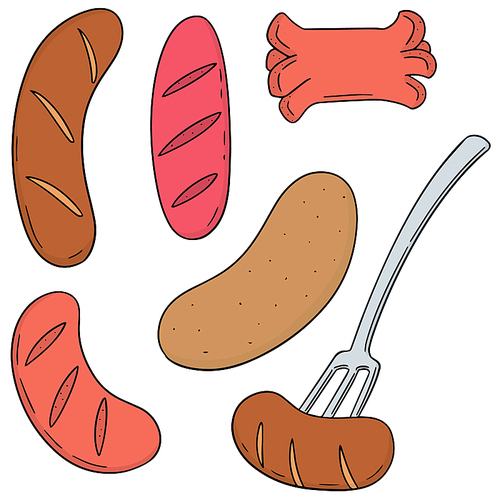 vector set of sausages