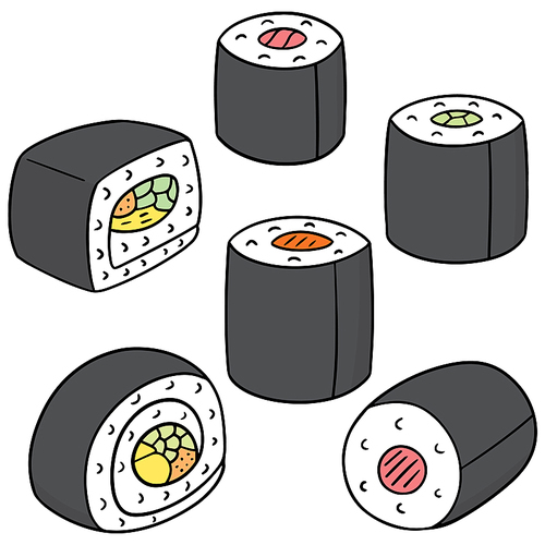 vector set of japanese  roll