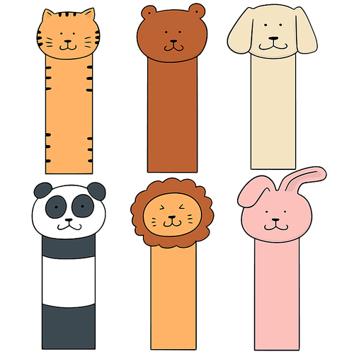 vector set of animal bookmark