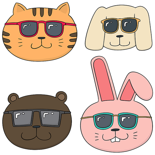 vector set of animal with sunglasses