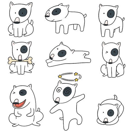 vector set of dog, bull terrier