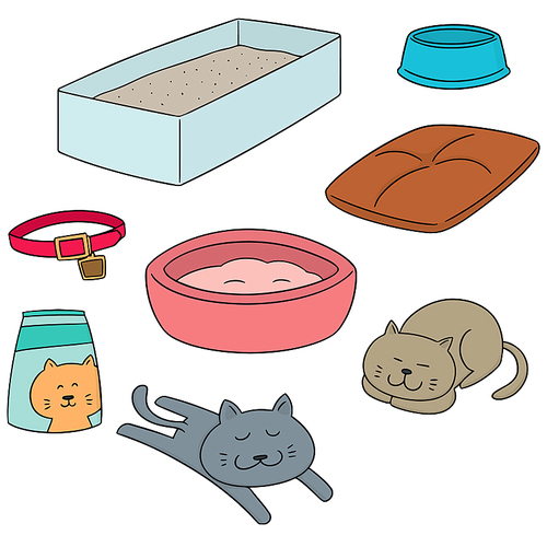 vector set of cat accessories