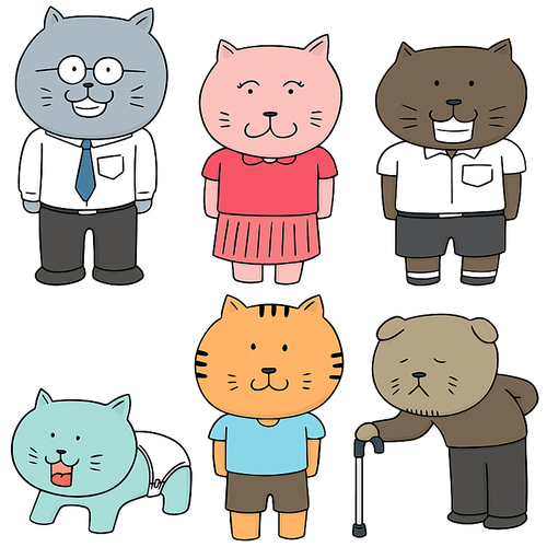 vector set of cat family