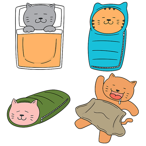 vector set of cat sleeping