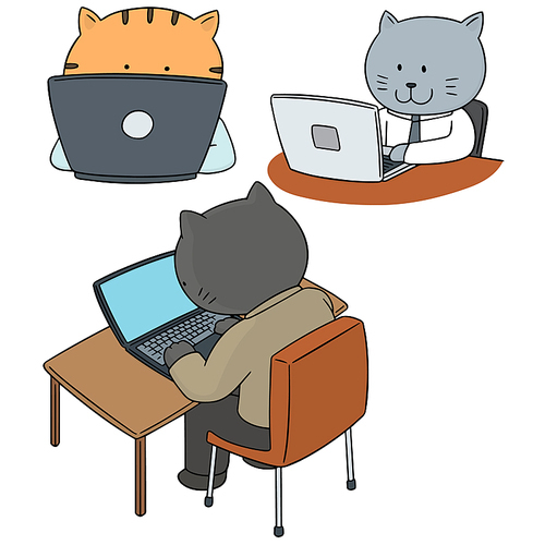 vector set of cat office worker