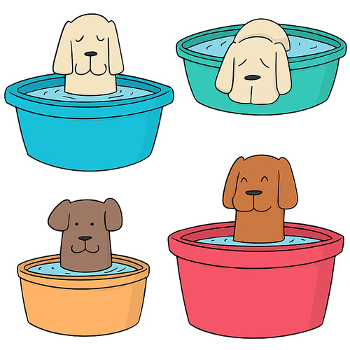 vector set of dog bath