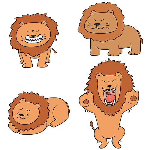 vector set of lion