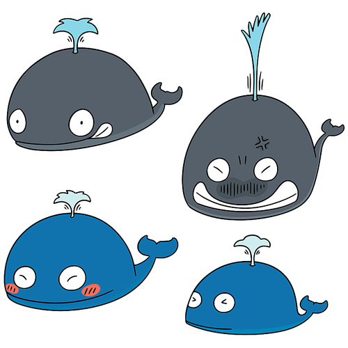 vector set of whale