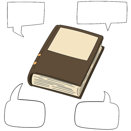 vector set of book and speech bubble