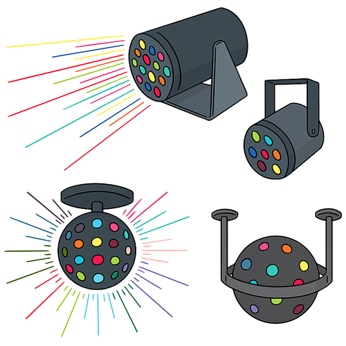 vector set of disco light