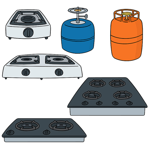 vector set of gas stove