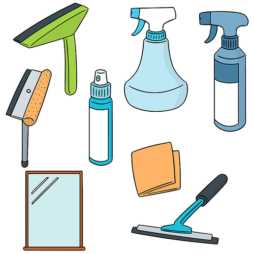vector set of glass and mirror cleaner