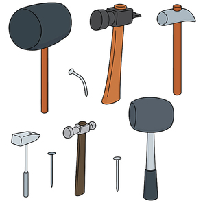 vector set of hammer and nails