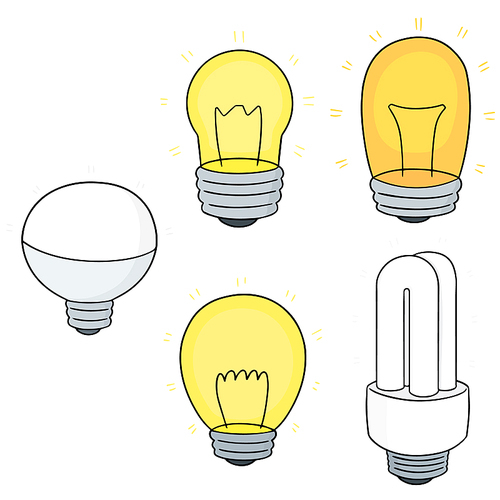 vector set of light bulb