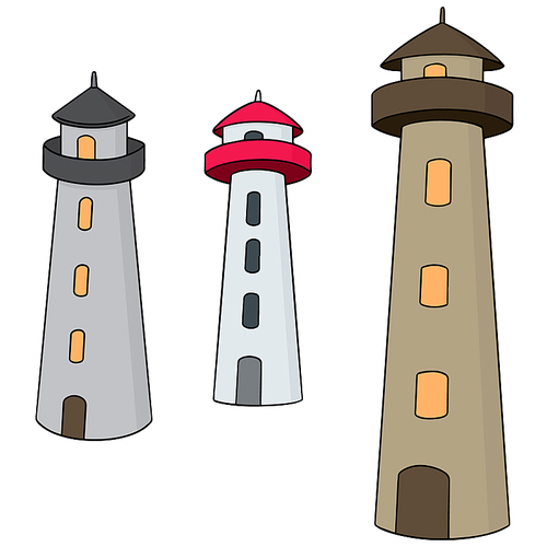vector set of lighthouse