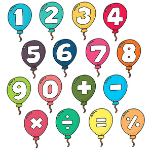 vector set of number balloon